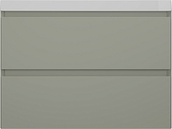 Style Line Тумба с раковиной Манхэттен 80 Plus подвесная эмаль олива матовая – фотография-1